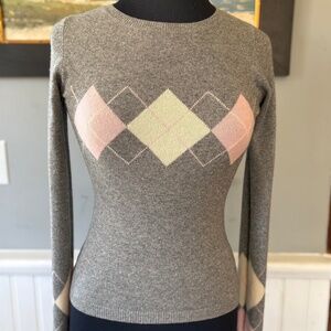 Juicy Couture Cashmere Argyle Crewneck Sweater